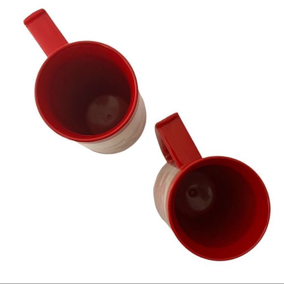 Set of TWO Bud Man Vintage Beer Mugs Superhero Thermos and Eagle Red and White - Picture 14 of 15